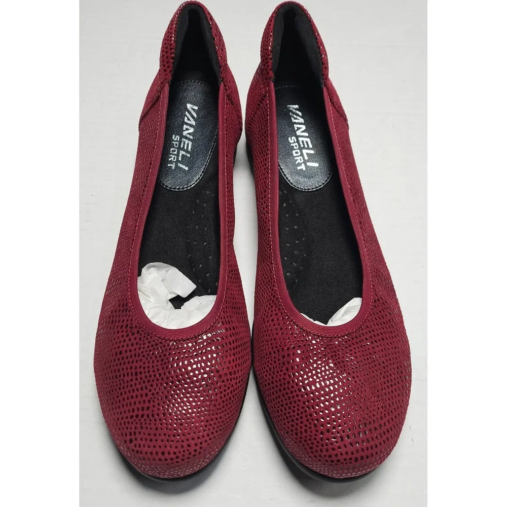Vaneli Sport Donia Amaranto E Printed Leather Ballet Wedge Pumps Women's 6 M NEW